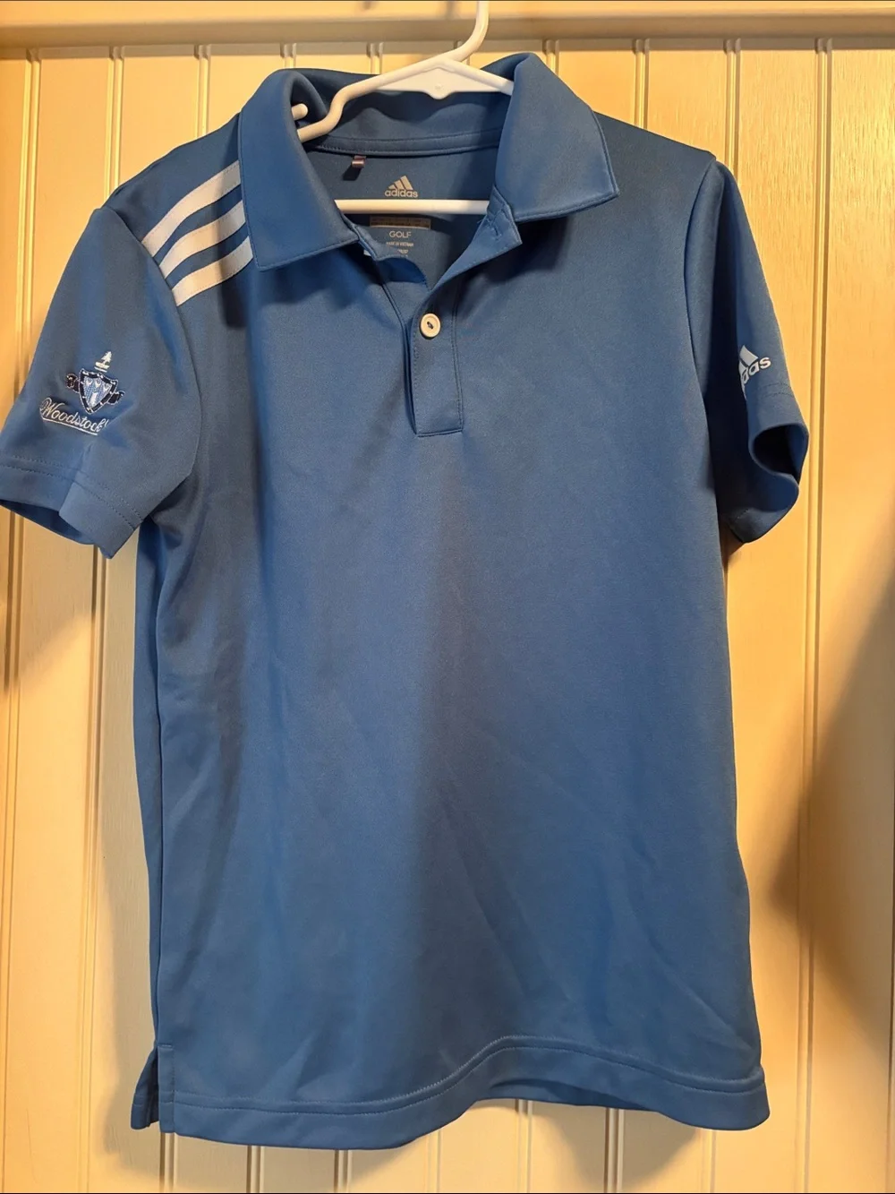 adidas Blue Polo Shirt with White Stripes